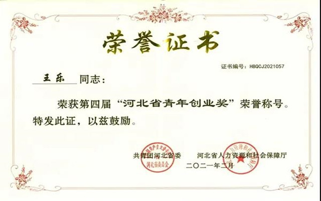 新凯龙家居公司董事长王乐荣获第四届“河北省青年创业奖”